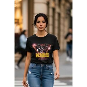 Project Karma KISS Graphic Tee Women Large Black Good Band T-Shirt Retro